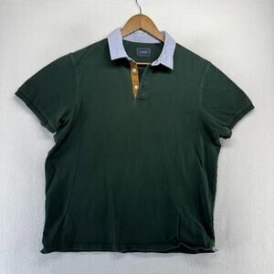 7 Diamonds Polo Shirt Men's Large Green Solid Knit Preppy Golf Sterling Rugby